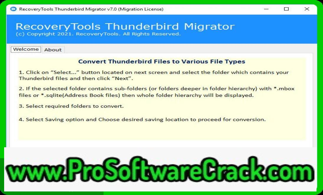 RecoveryTools Thunderbird Migrator 7.4 free download